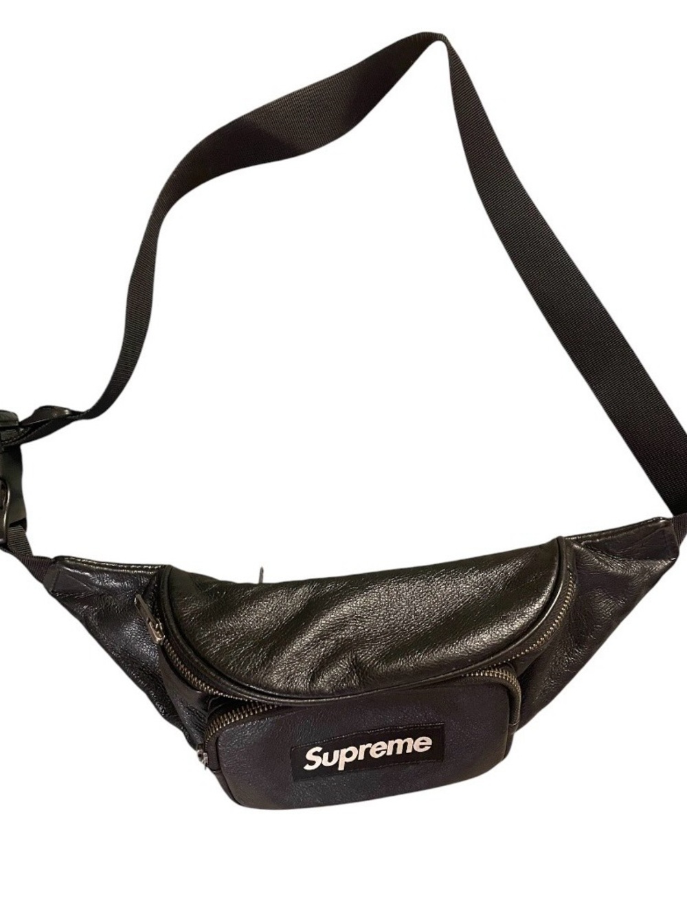 Supreme Black Leather Waist Bag